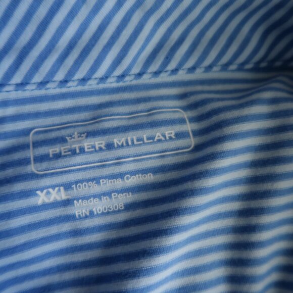 Peter Millar Blue Striped Terra Cotta Polo (XXL) SOFT ⛳️ - Picture 5 of 10